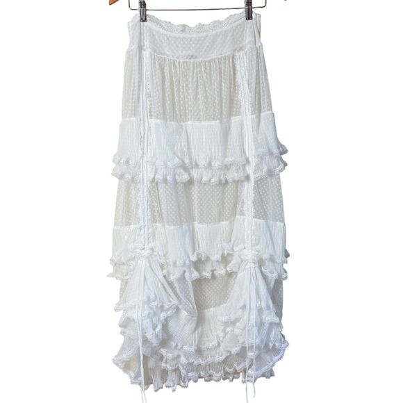 Free People Forever Young Half Slip SZ M Sheer Tiered Ruffles Romantic - Picture 3 of 12